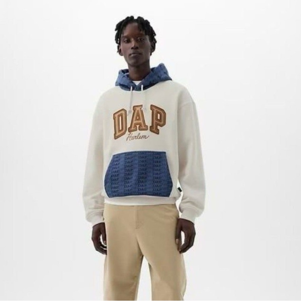 Men's Blue and White Hoodie